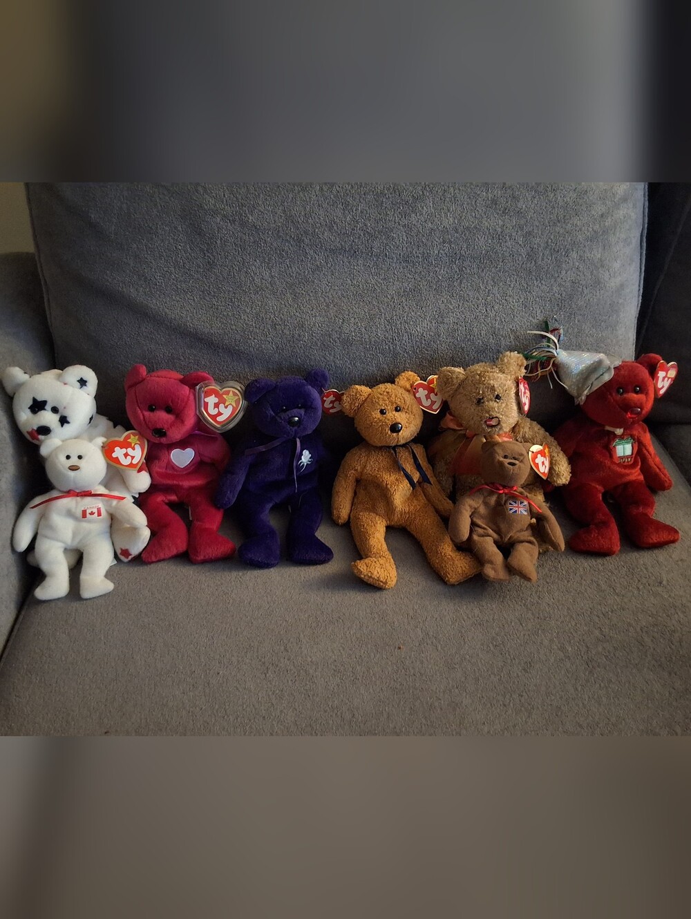 ​Lot of 8 Ty Beanie Baby Bears - Vintage Collectible Plush Bundle